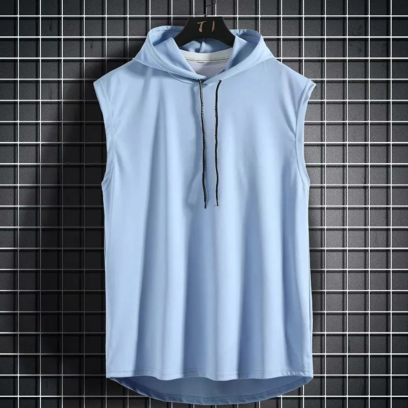 Camiseta sem mangas com capuz