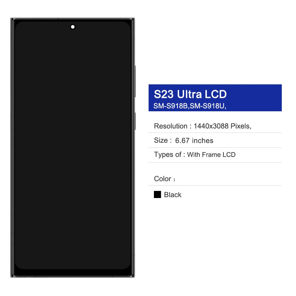 Ecrã amoled de 6,67 polegadas para samsung galaxy s23 ultra