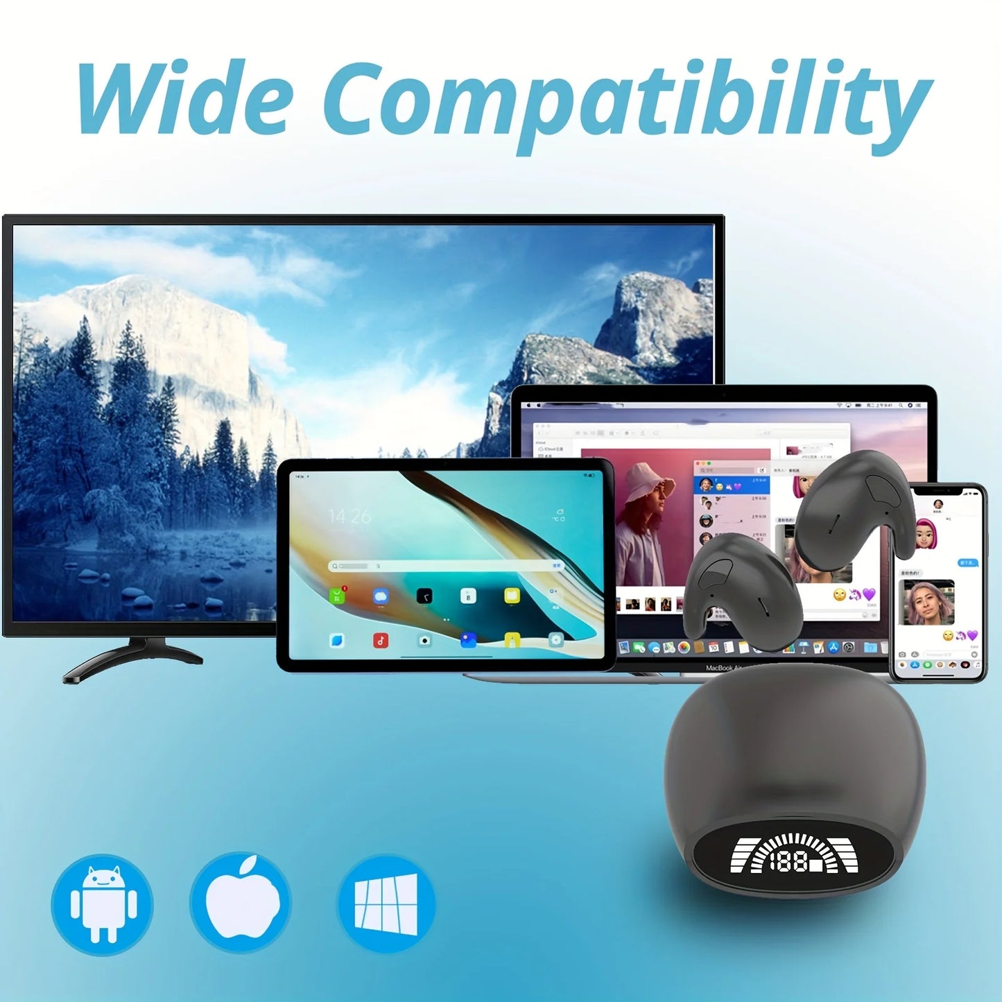 Auscultadores sem fios Bluetooth ultrafino