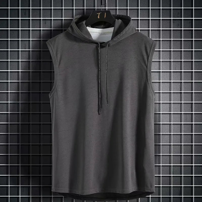 Camiseta sem mangas com capuz