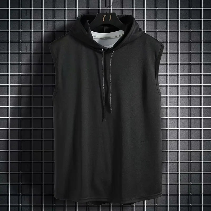 Camiseta sem mangas com capuz