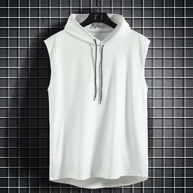 Camiseta sem mangas com capuz