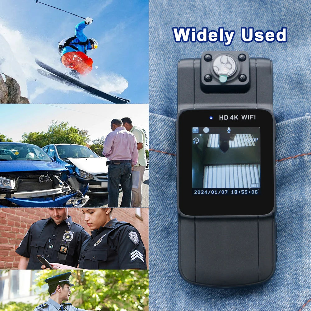 Minicâmera Ultra HD 4K Bodycam 180 °