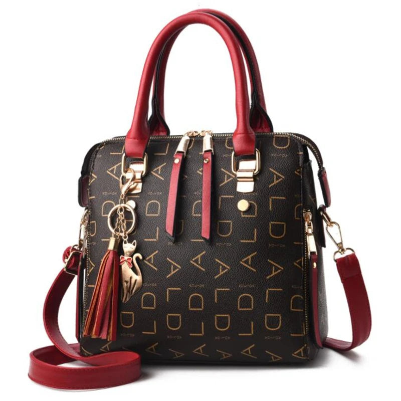Bolsa em pele PU com estampado de letras em estilo inglês
