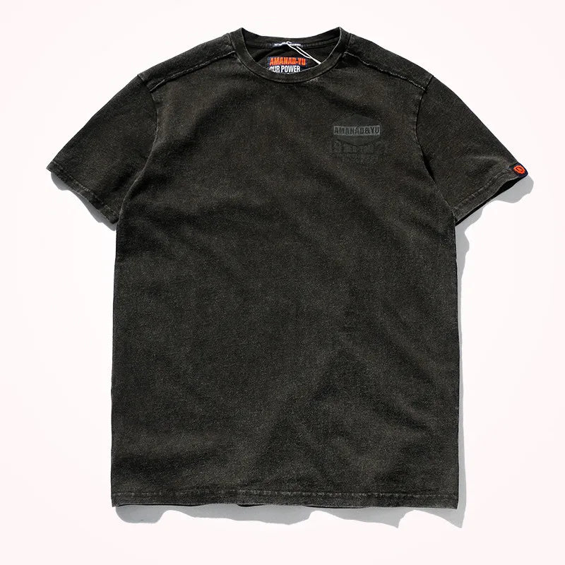 Camisola masculina de manga curta com gola em O