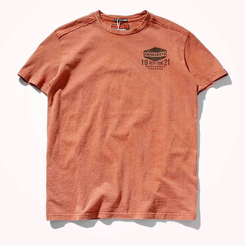 Camisola masculina de manga curta com gola em O