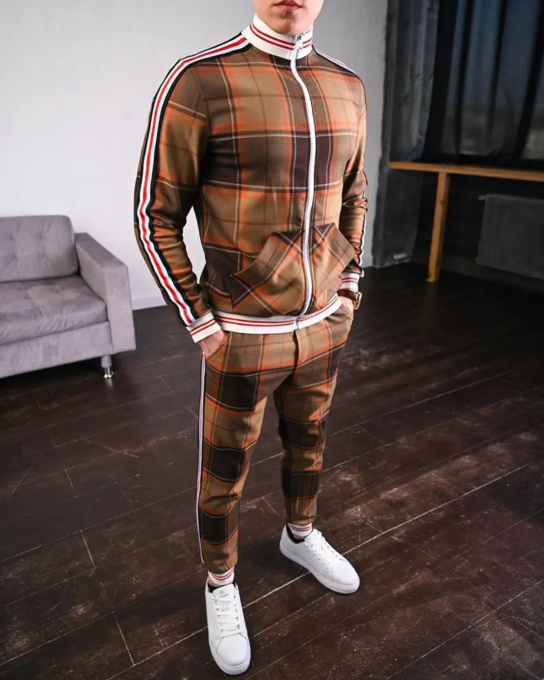 Conjunto esportivo casual moda europeia e americana