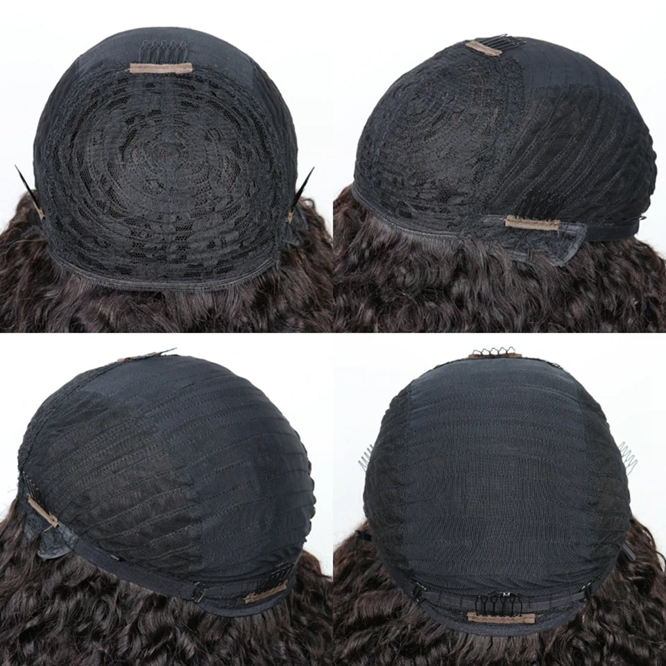 Peruca marrom afro kinky encaracolado