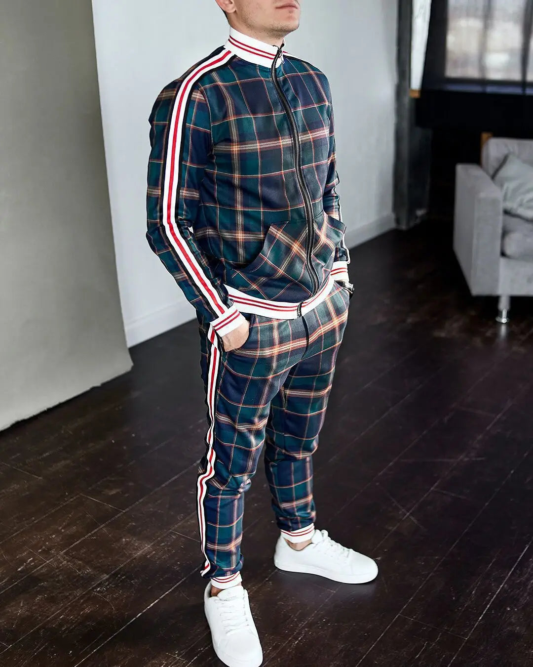 Conjunto esportivo casual moda europeia e americana