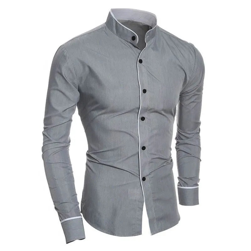 Camisa de manga longa slim fit versão coreana
