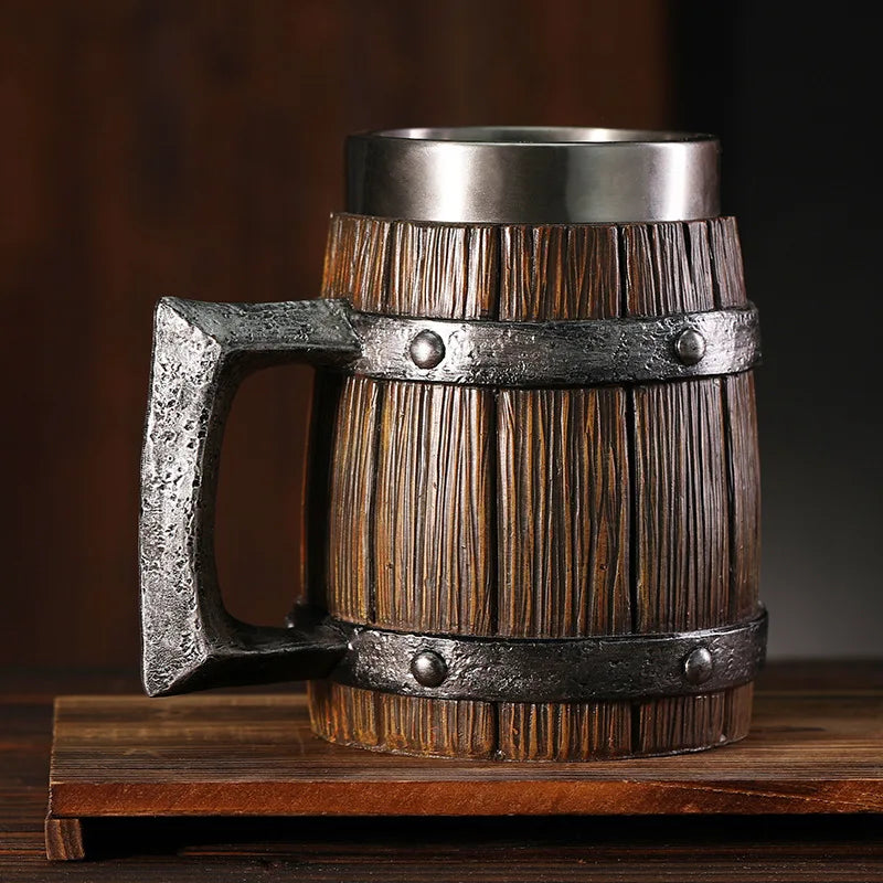 Caneca de Cerveja de Tambor de Madeira