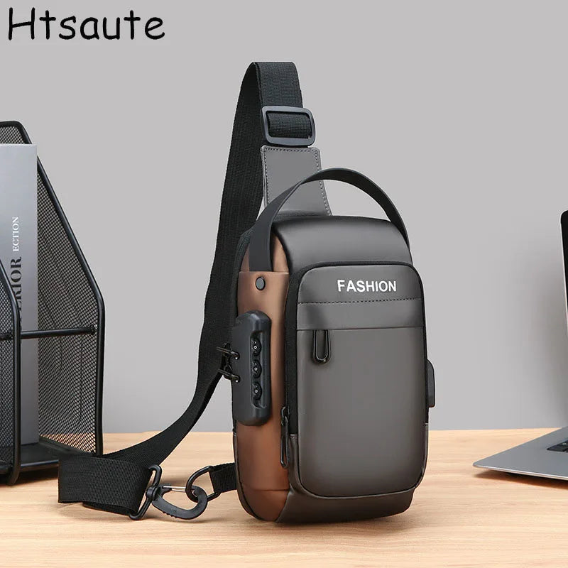Mochila de peito anti-roubo com carregamento usb
