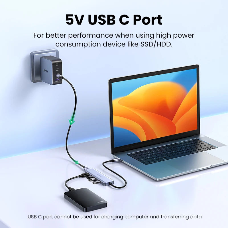 USB C Hub 4 portas USB Tipo C para USB 3.0 Hub