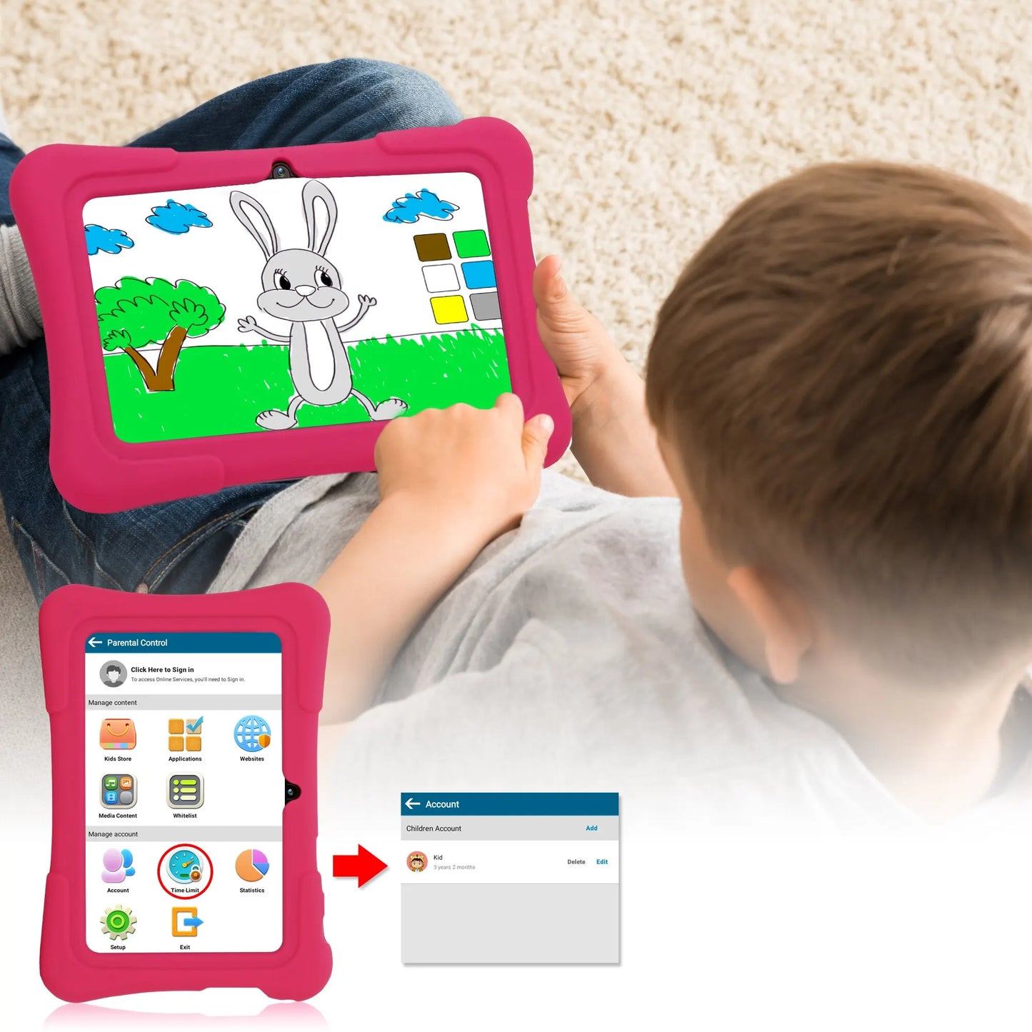 Tablet infantil PRITOM de 7 polegadas Quad Core Android 10