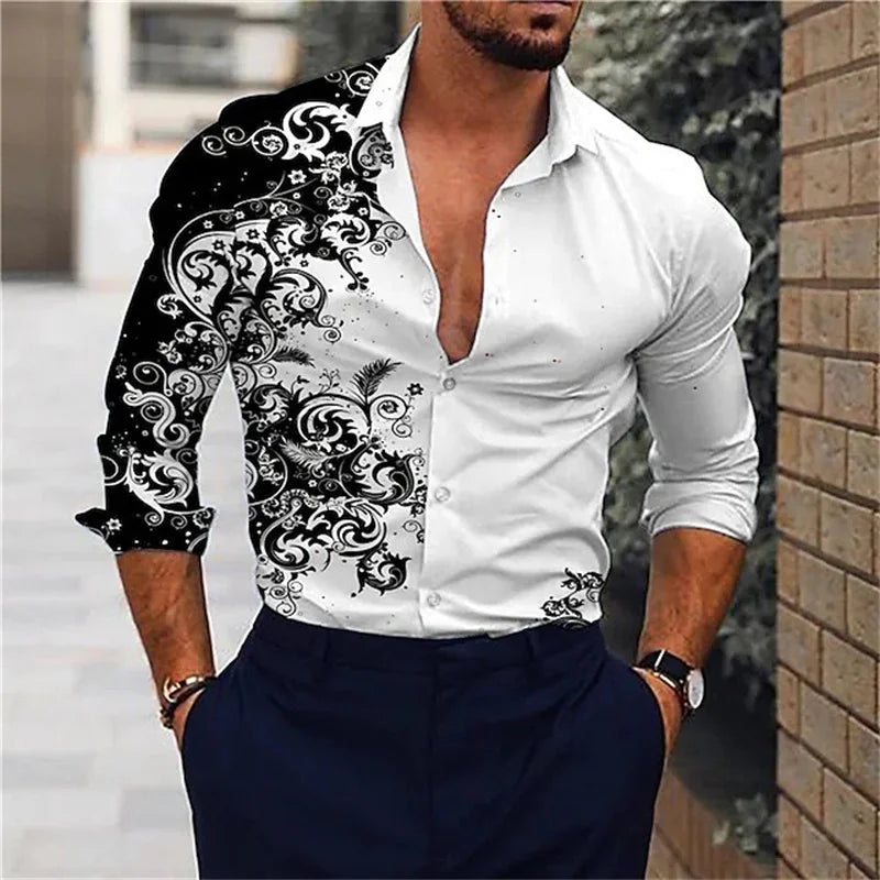 Camisa de lapela mangas compridas, slim fit