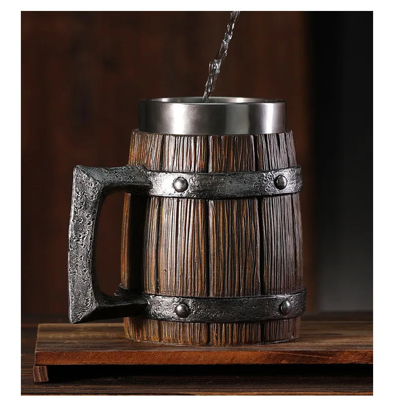 Caneca de Cerveja de Tambor de Madeira