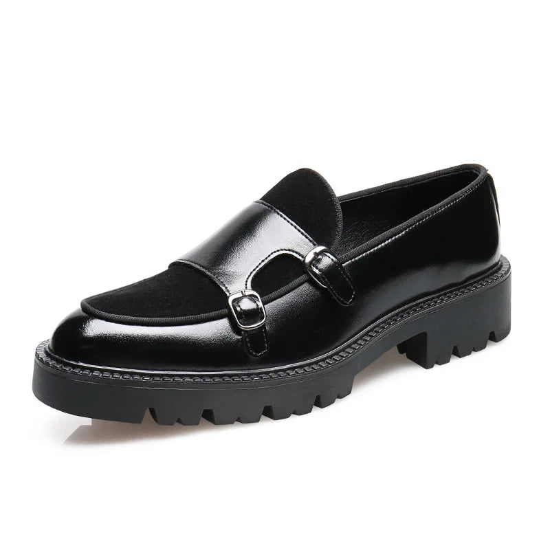 Mocassins de couro de sola grossa estilo britânico