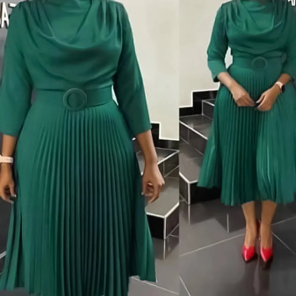 Vestido elegante de escritório plissado