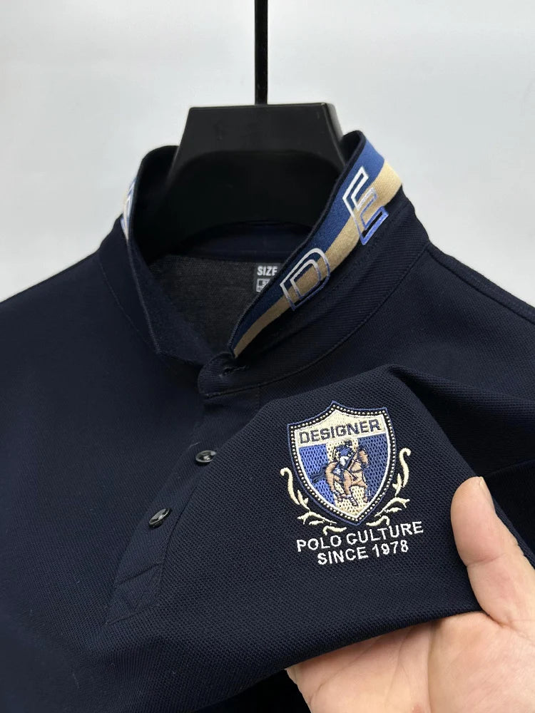 Polo de luxo designer bordado