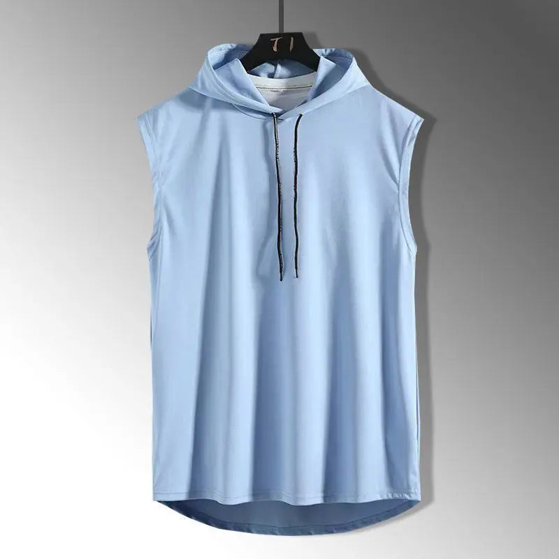 Camiseta sem mangas com capuz