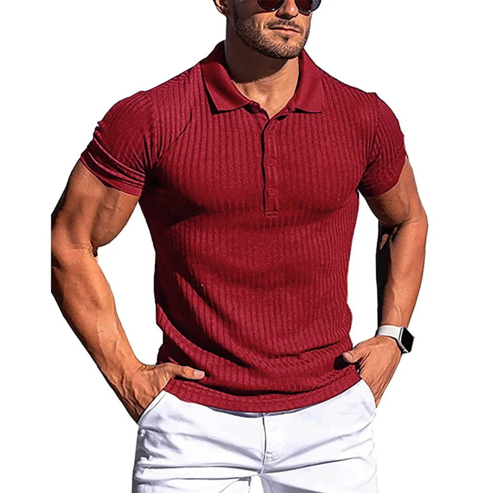 Camisa polo de gola alta listra