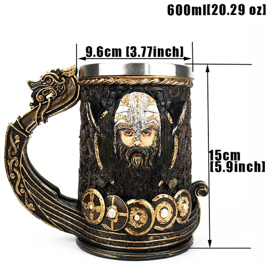Caneca Viking 450–600 ml com Interior em Aço Inoxidável