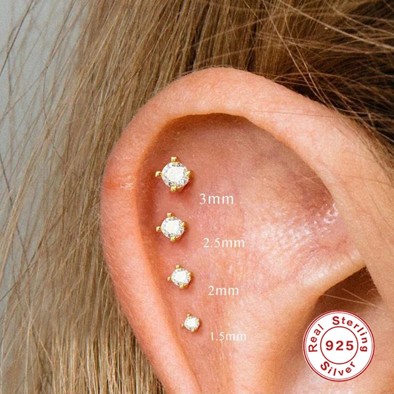 Brincos esterlina para mulheres de zircão bling