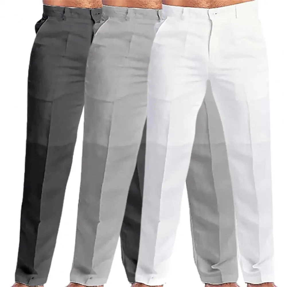 Calça casual de linho masculina