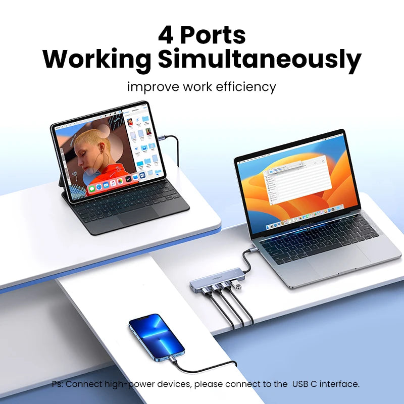 USB C Hub 4 portas USB Tipo C para USB 3.0 Hub