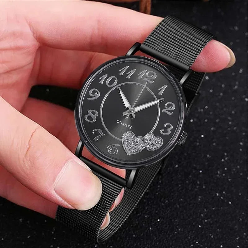 Relógio Elegante rosa ouro coração dial