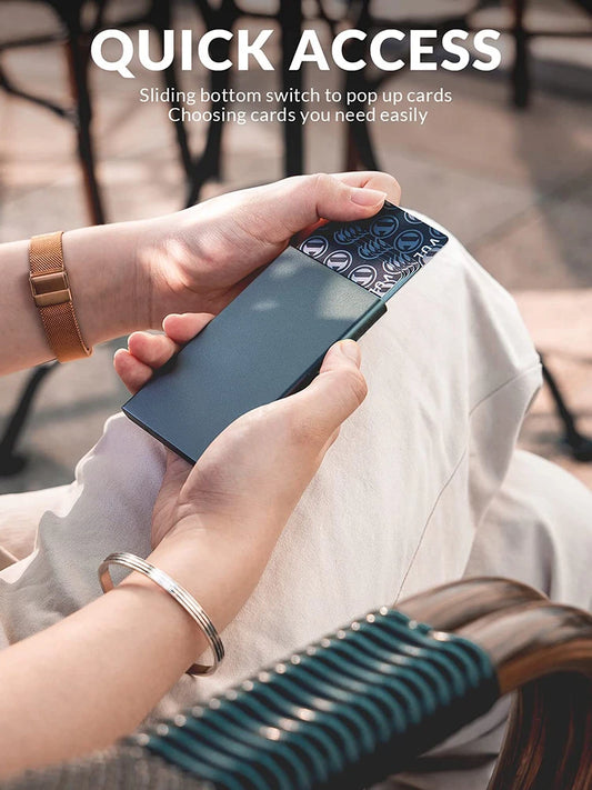 Porta cartões de metal fino minimalista