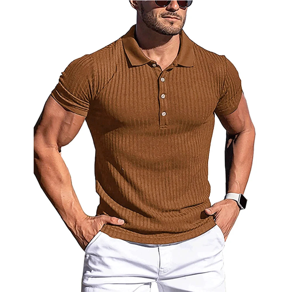 Camisa polo de gola alta listra