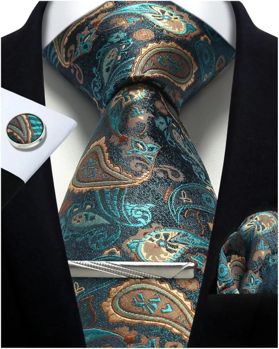 Gravata de seda paisley floral