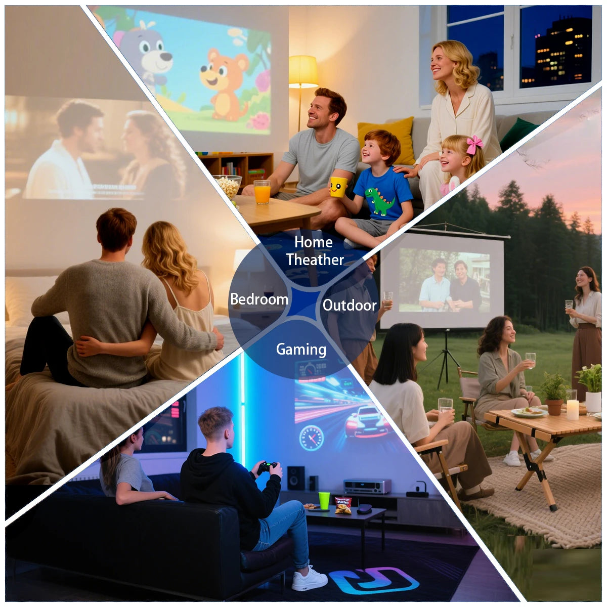 Projetor portátil Wi-Fi Bluetooth led inteligente