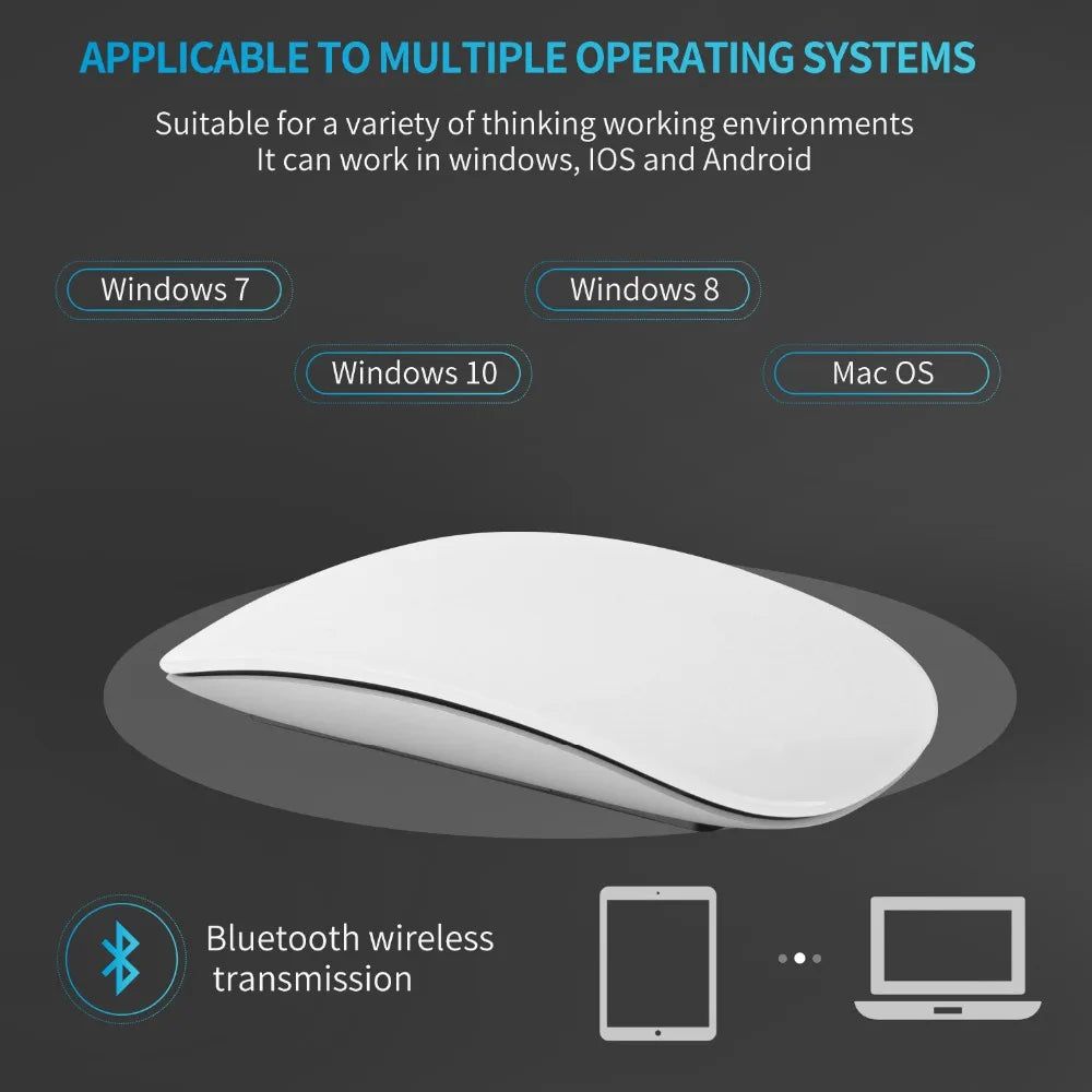 Mouse sem fios bluetooth silencioso recarregável