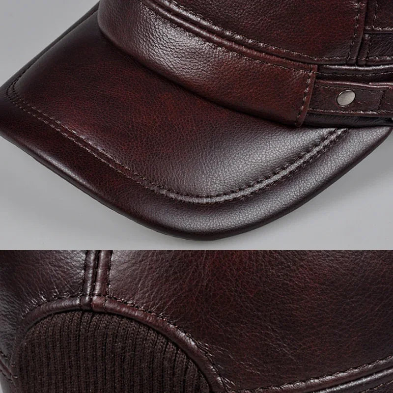 Boné de couro genuíno elegante