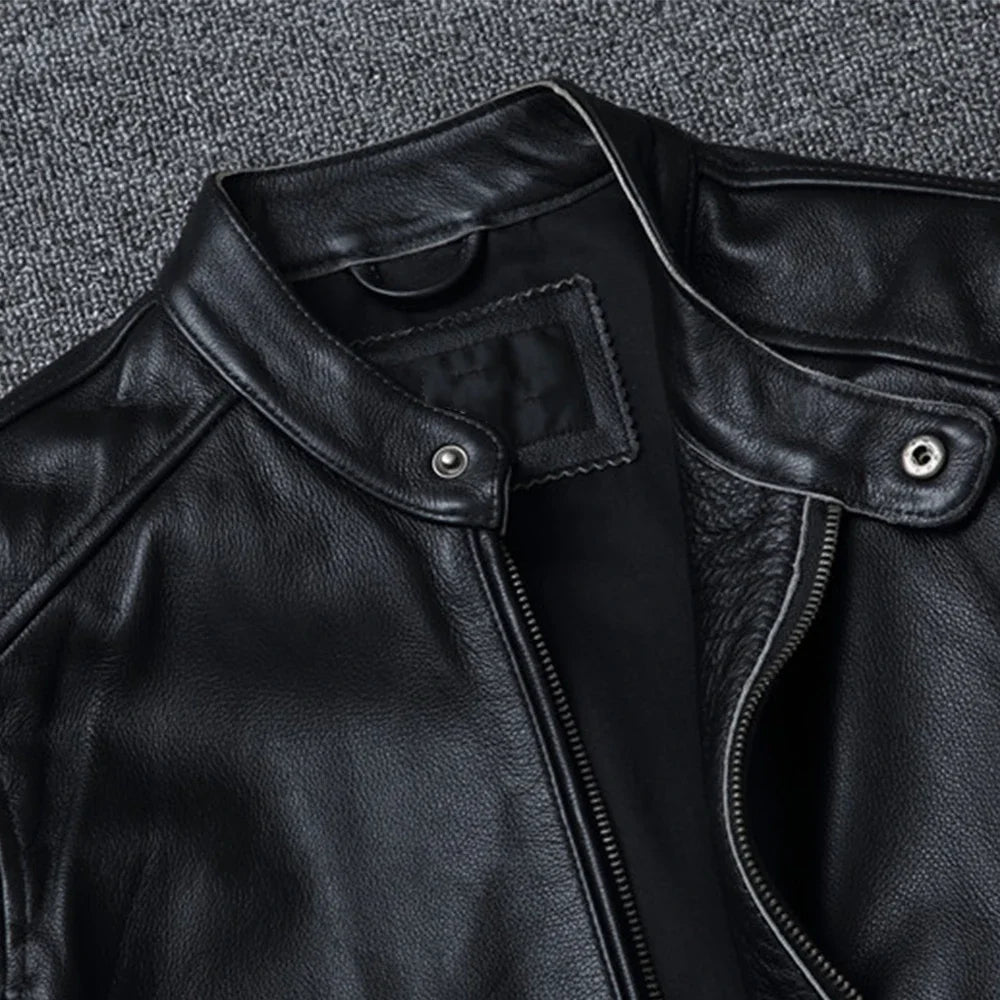 Jaqueta de Couro Masculina para Motociclismo e Uso Casual