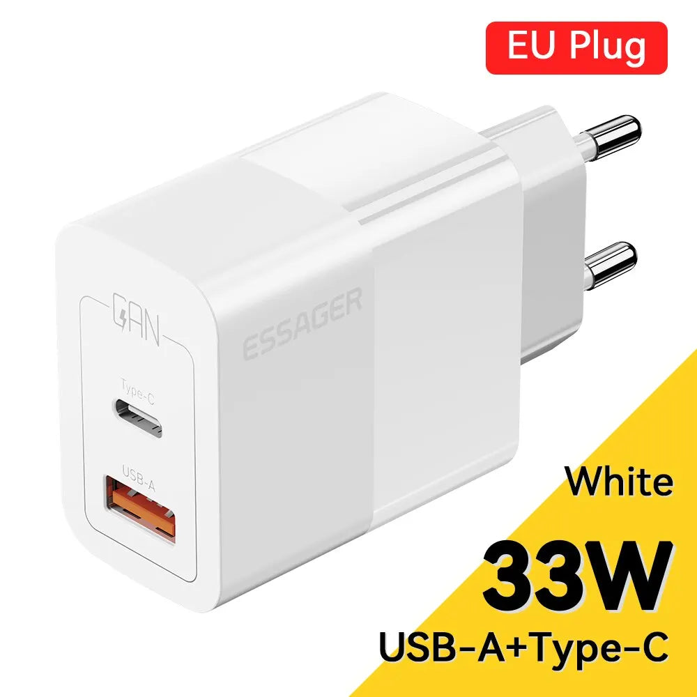 Carregador USB-C Essager, carregamento rápido GaN Type-C PD