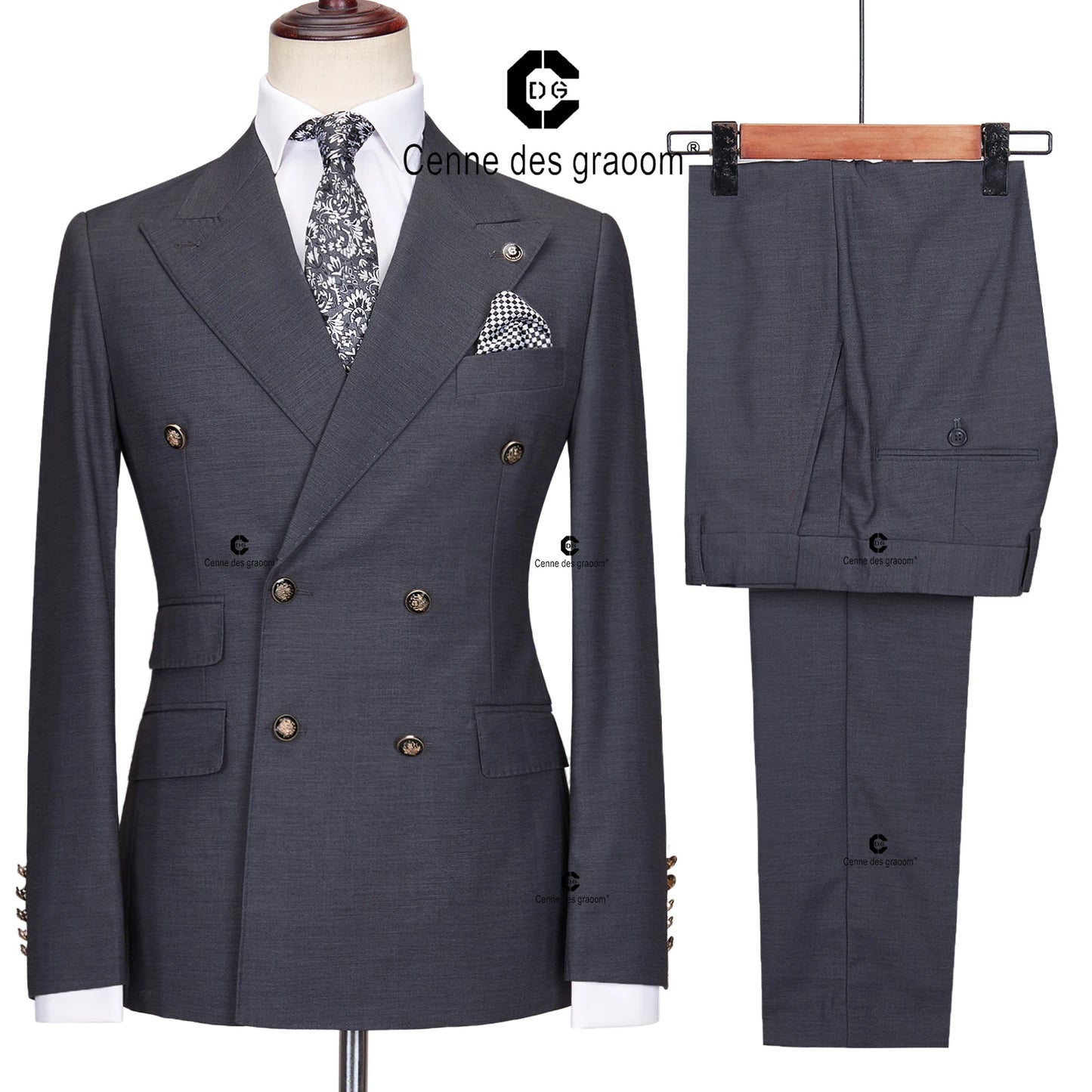 Ternos elegante double breasted slim fit