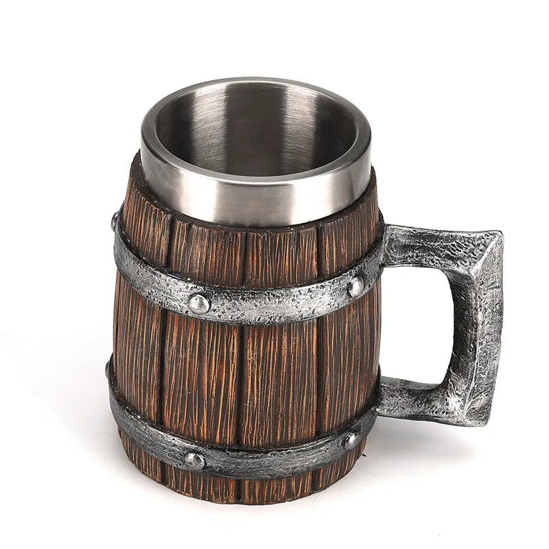 Caneca de Cerveja de Tambor de Madeira
