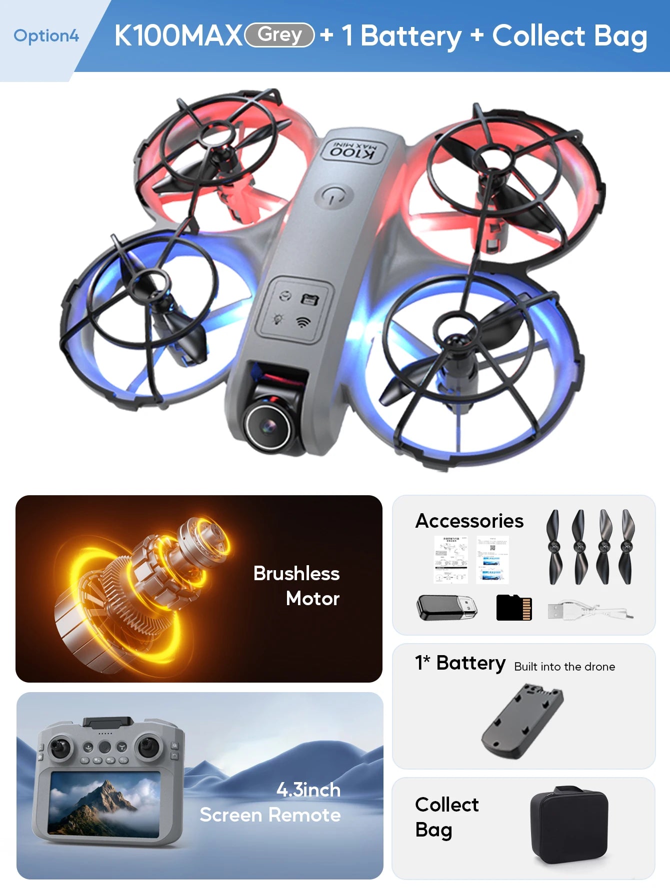 Drone AXNEN New K100MAX 4K Profissional com Câmara Dupla