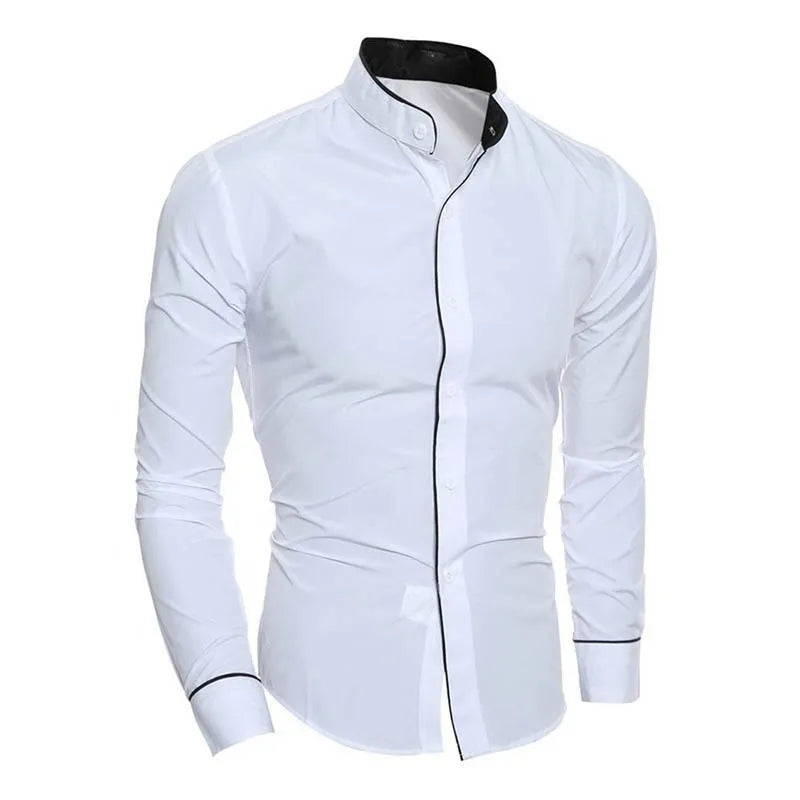 Camisa de manga longa slim fit versão coreana