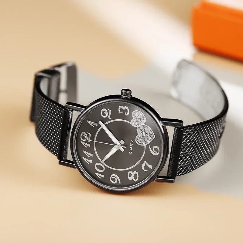 Relógio Elegante rosa ouro coração dial