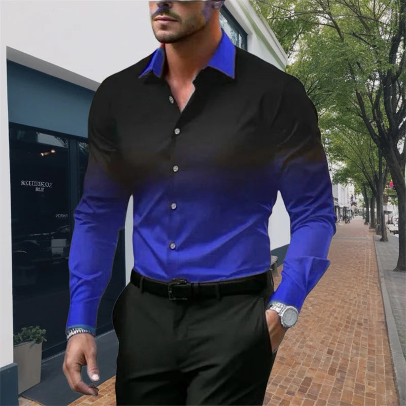 Camisa listrada de manga comprida casual