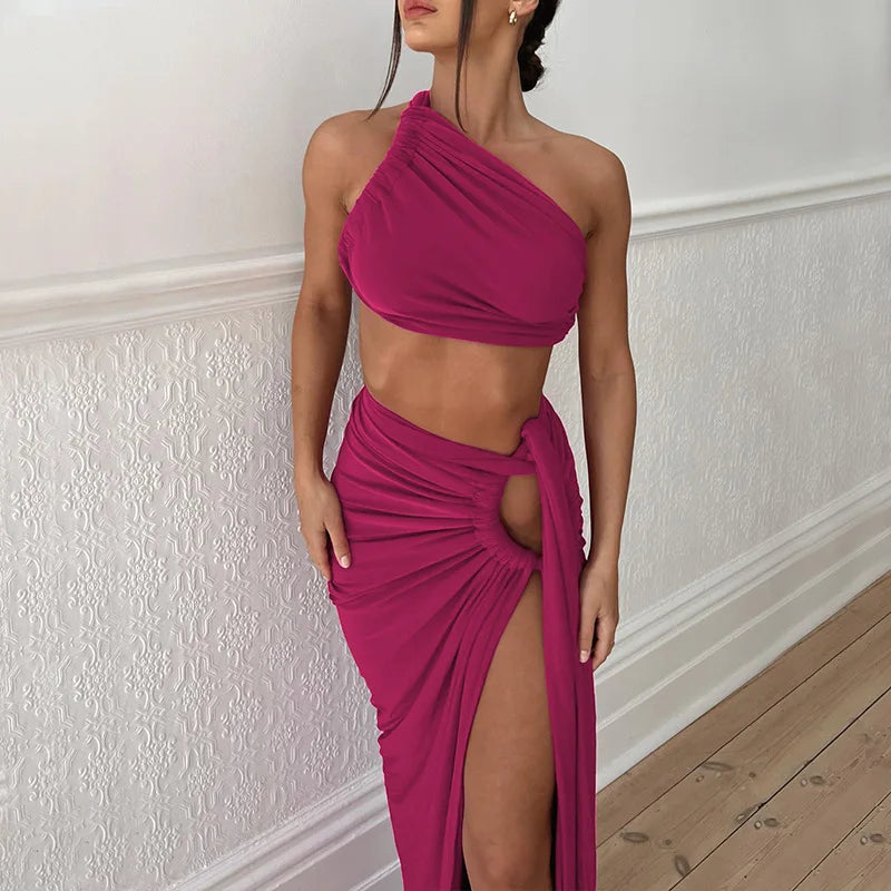 Vestido ruched de cintura alta