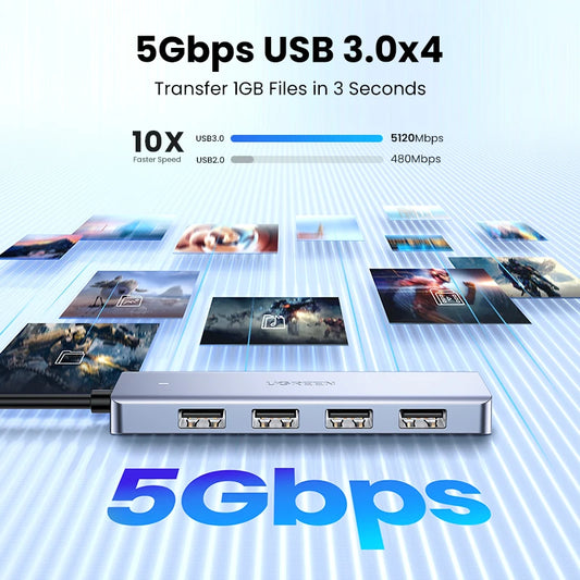 USB C Hub 4 portas USB Tipo C para USB 3.0 Hub