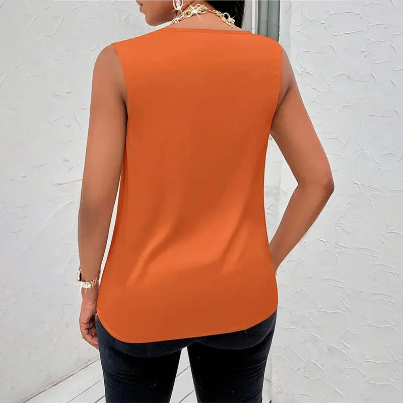 Blusa de seda-como cetim regata