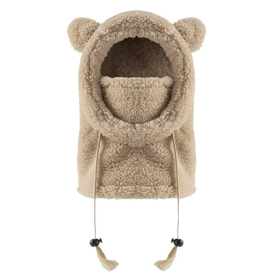 Gorro infantil de peça única com proteção quente para orelhas e pescoço