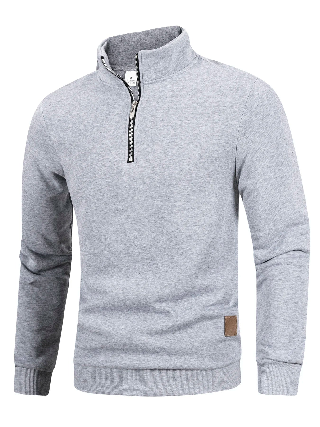 Suéter masculino de outono com zíper, gola alta