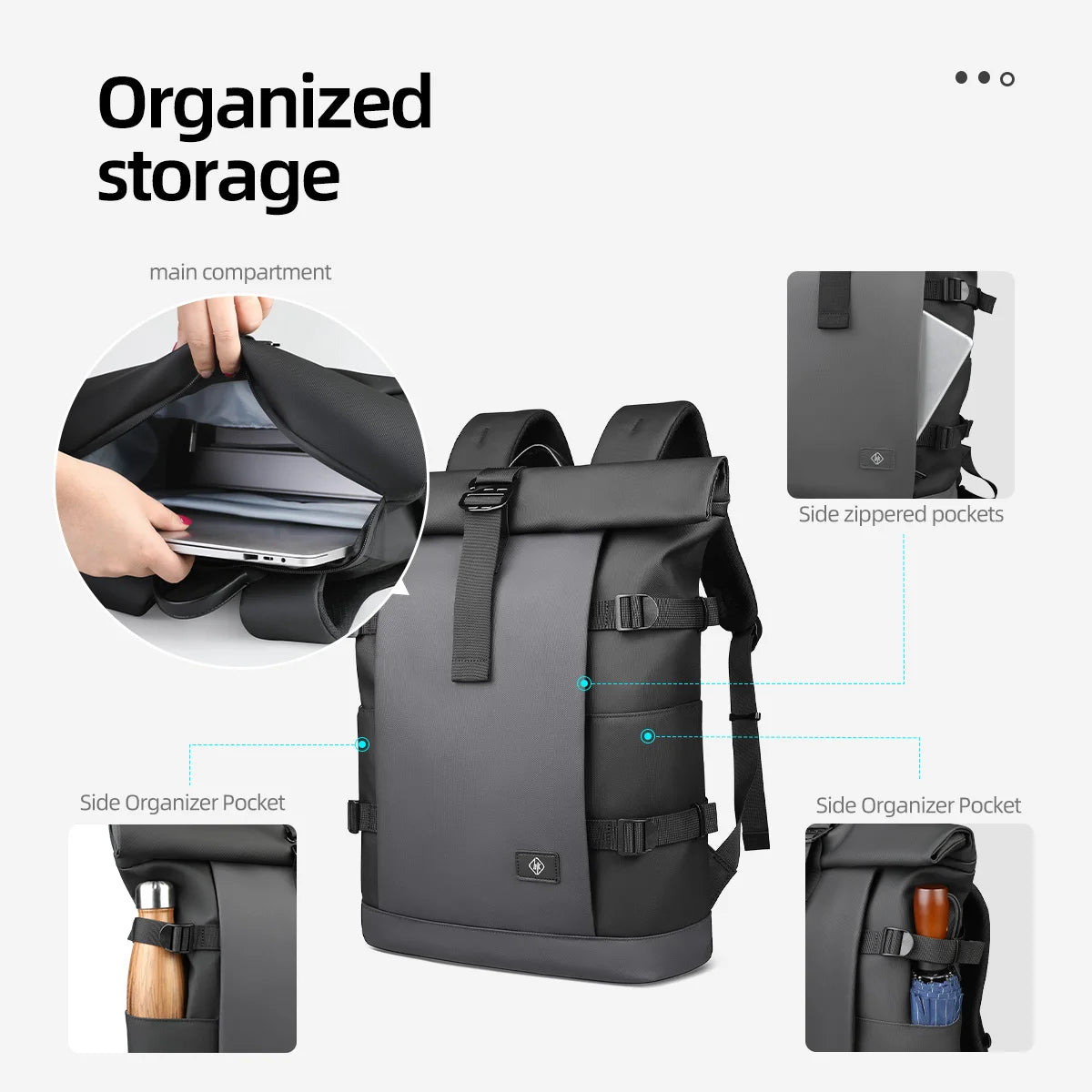 Mochila roll-top à prova d'água hk